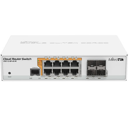 4 de Desktop van SFS Gigabit ROS Wired Router Switch Poe crs112-8p-4s-BINNEN